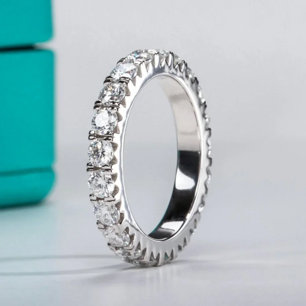 Certified 2~3 ct. t.w. 3mm Moissanite Diamond Full Eternity Band Ring NEW - Picture 5 of 16